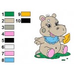 Animal Baby Hippo 01 Embroidery Design